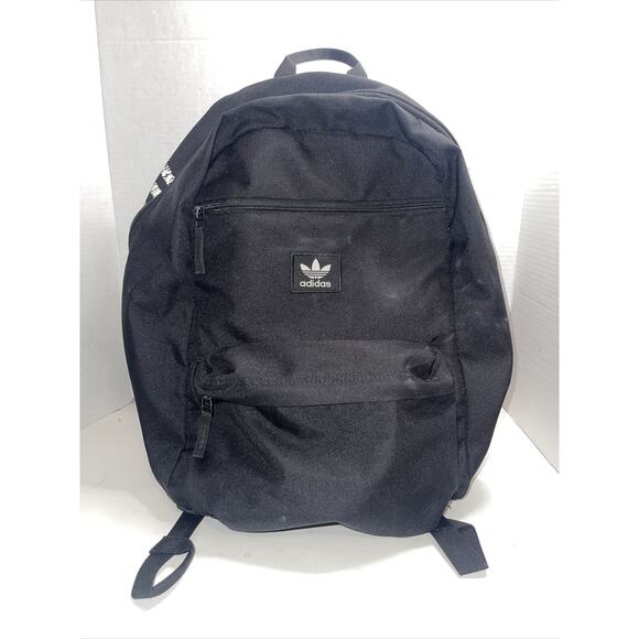 Adidas Laptop Backpack Black White Trefoil Padded Adjustable Strap Zipper Pocket - Picture 1 of 7